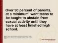Over 90 percent of parents, at a minimum, want teens to be taught to abstain from sexual activity un PowerPoint PPT Presentation