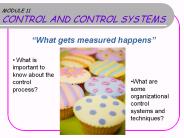 MODULE 11 CONTROL AND CONTROL SYSTEMS
