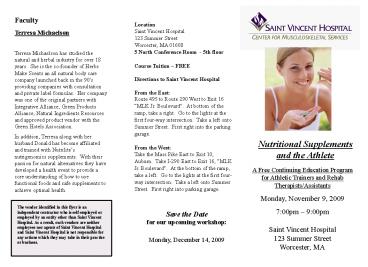 Nutritional Supplements and the Athlete