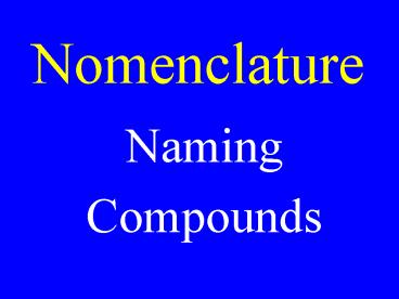 Nomenclature