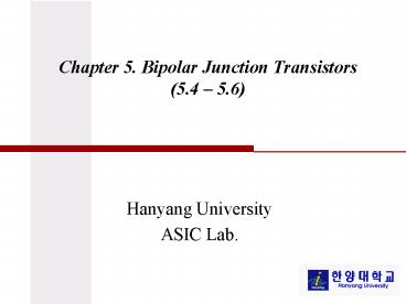 Chapter 5' Bipolar Junction Transistors 5'4 5'6