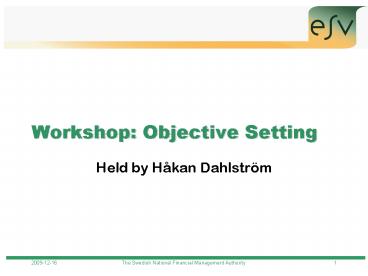 Workshop: Objective Setting