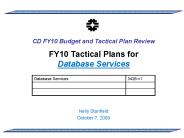 FY10 Tactical Plans for Database Services