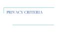 PRIVACY CRITERIA PowerPoint PPT Presentation