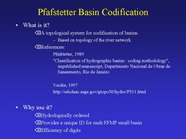 Pfafstetter Basin Codification