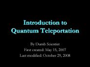 Introduction to Quantum Teleportation