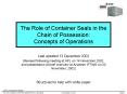 The Role of Container Seals in the Chain of Possession: Concepts of Operations PowerPoint PPT Presentation