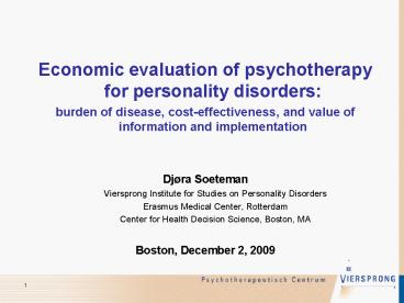 Economic evaluation of psychotherapy for personality disorders: