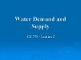 Water Demand and Supply PowerPoint PPT Presentation