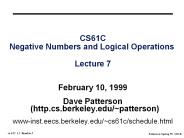CS61C Negative Numbers and Logical Operations  Lecture 7