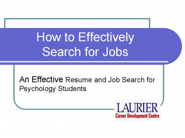 How to Effectively Search for Jobs