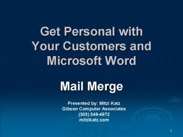 Get Personal with Your Customers and Microsoft Word
