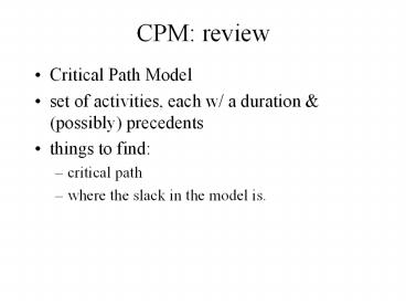 CPM: review