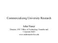 Commercializing University Research PowerPoint PPT Presentation