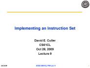 Implementing an Instruction Set