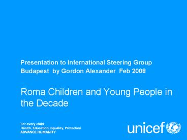 Roma Children and Young People in the Decade