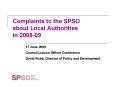 Complaints to the SPSO about Local Authorities in 200809 PowerPoint PPT Presentation