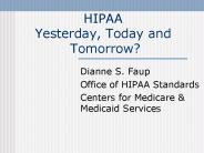 HIPAA Yesterday, Today and Tomorrow?