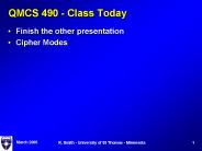 QMCS 490 - Class Today