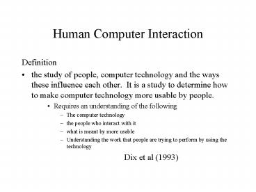 Human Computer Interaction