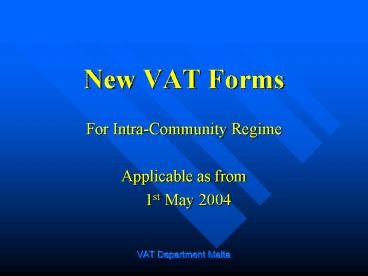New VAT Forms