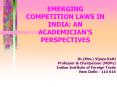 EMERGING COMPETITION LAWS IN INDIA: AN ACADEMICIANS PERSPECTIVES PowerPoint PPT Presentation