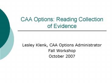 CAA Options: Reading Collection of Evidence
