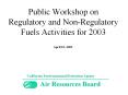 Public Workshop on Regulatory and Non-Regulatory Fuels Activities for 2003 PowerPoint PPT Presentation