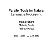 Parallel Tools for Natural Language Processing