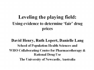 Leveling the playing field: