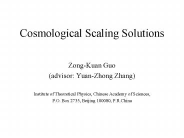 Cosmological Scaling Solutions