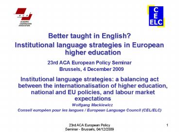 Better taught in English