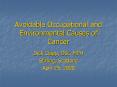 Avoidable Occupational and Environmental Causes of Cancer PowerPoint PPT Presentation