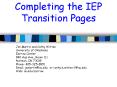 Completing the IEP Transition Pages PowerPoint PPT Presentation