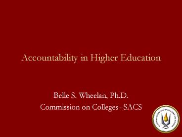Accountability in Higher Education