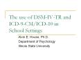 The%20use%20of%20DSM-IV-TR%20and%20ICD-9-CM/ICD-10%20in%20School%20Settings PowerPoint PPT Presentation