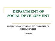 DEPARTMENT OF SOCIAL DEVELOPMENT
