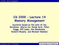 CS 2200 Lecture 14 Memory Management PowerPoint PPT Presentation