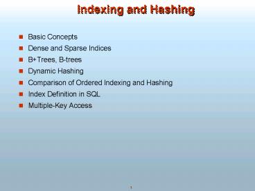 Indexing and Hashing