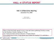 HALL-A STATUS REPORT