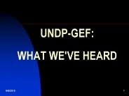 UNDP-GEF:  WHAT WE'VE HEARD