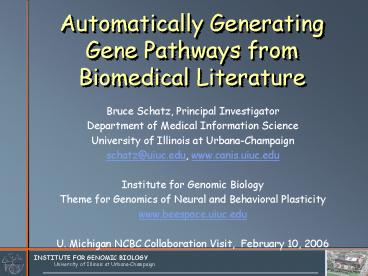 Automatically Generating Gene Pathways from Biomedical Literature