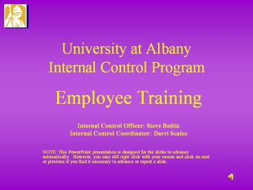 University at Albany Internal Control Program