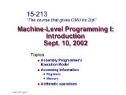 MachineLevel Programming I: Introduction Sept' 10, 2002