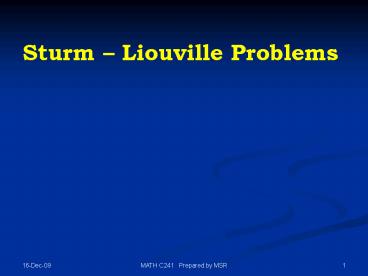 Sturm Liouville Problems