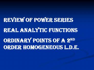 Review of Power Series