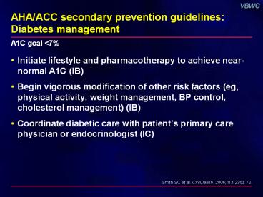AHA/ACC secondary prevention guidelines: Diabetes management ...
