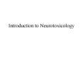 Introduction to Neurotoxicology PowerPoint PPT Presentation