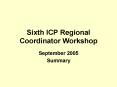 Sixth ICP Regional Coordinator Workshop PowerPoint PPT Presentation