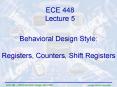 Behavioral Design Style:  Registers, Counters, Shift Registers PowerPoint PPT Presentation